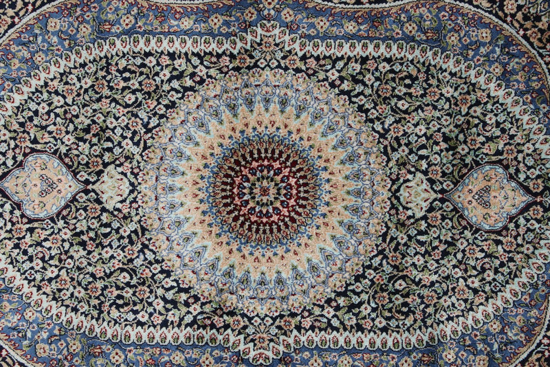 2x7 Navy and Multicolor Turkish Silk Runner