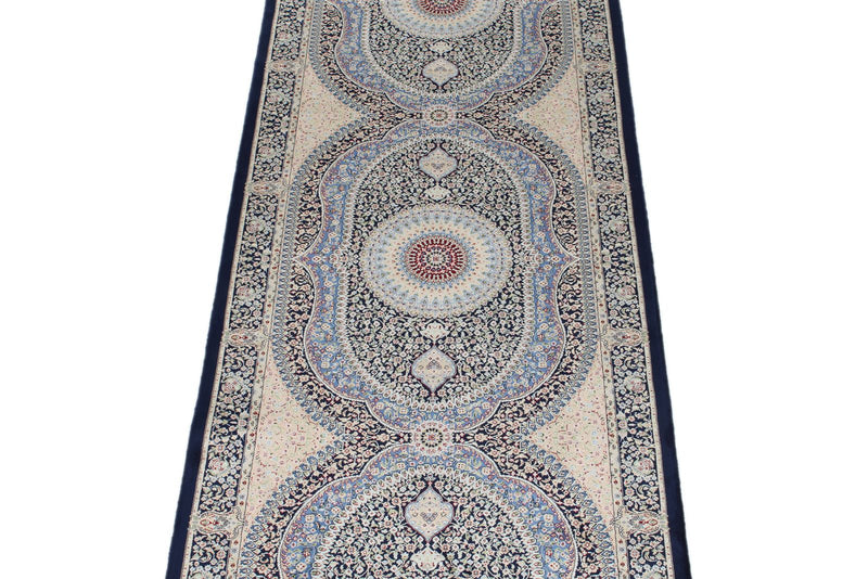 2x7 Navy and Multicolor Turkish Silk Runner