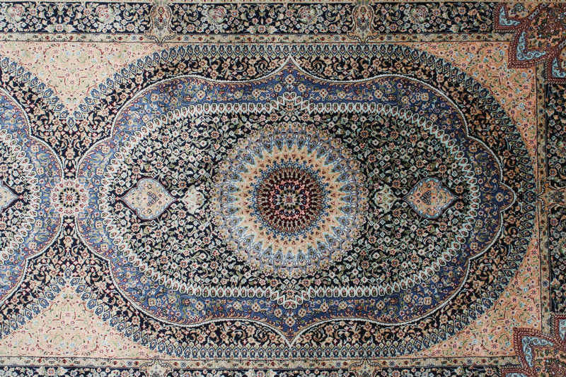 2x7 Navy and Multicolor Turkish Silk Runner