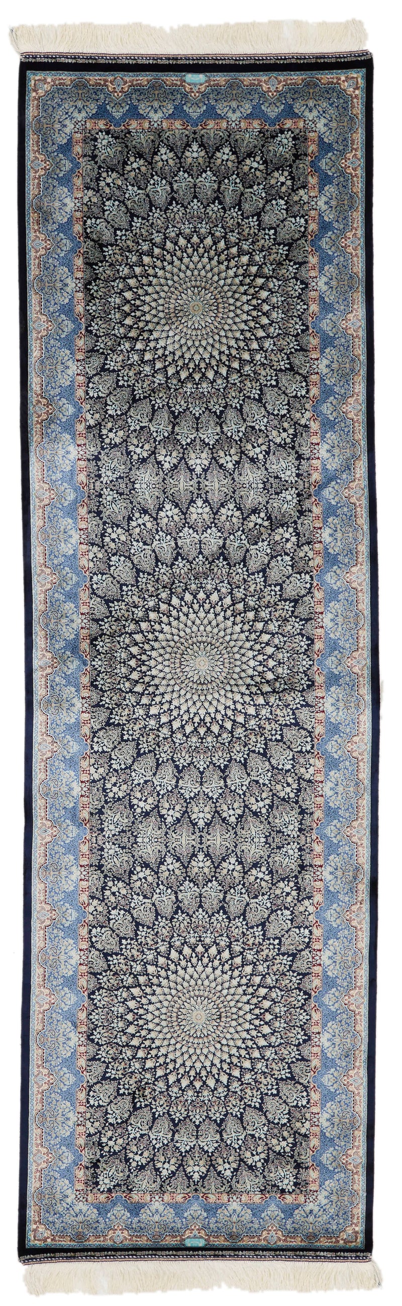 3x9 Navy and Light Blue Turkish Antep Runner