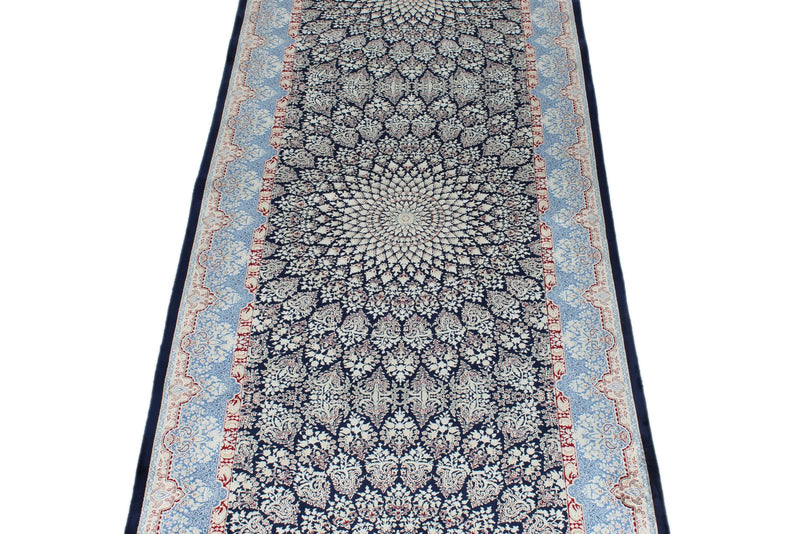 3x9 Navy and Light Blue Turkish Antep Runner