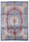 8x12 Light Blue and Multicolor Turkish Silk Rug