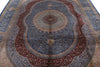 8x12 Light Blue and Multicolor Turkish Silk Rug