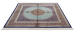7x7 Light Blue and Navy Turkish Silk Rug