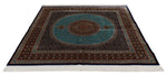 7x7 Light Blue and Navy Turkish Silk Rug