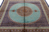 7x7 Light Blue and Navy Turkish Silk Rug