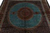 7x7 Light Blue and Navy Turkish Silk Rug