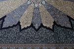 7x10 Navy and Ivory Turkish Silk Rug
