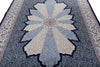 7x10 Navy and Ivory Turkish Silk Rug