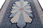 7x10 Navy and Ivory Turkish Silk Rug