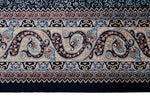 7x10 Navy and Ivory Turkish Silk Rug