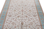 5x8 Ivory and Blue Turkish Antep Rug