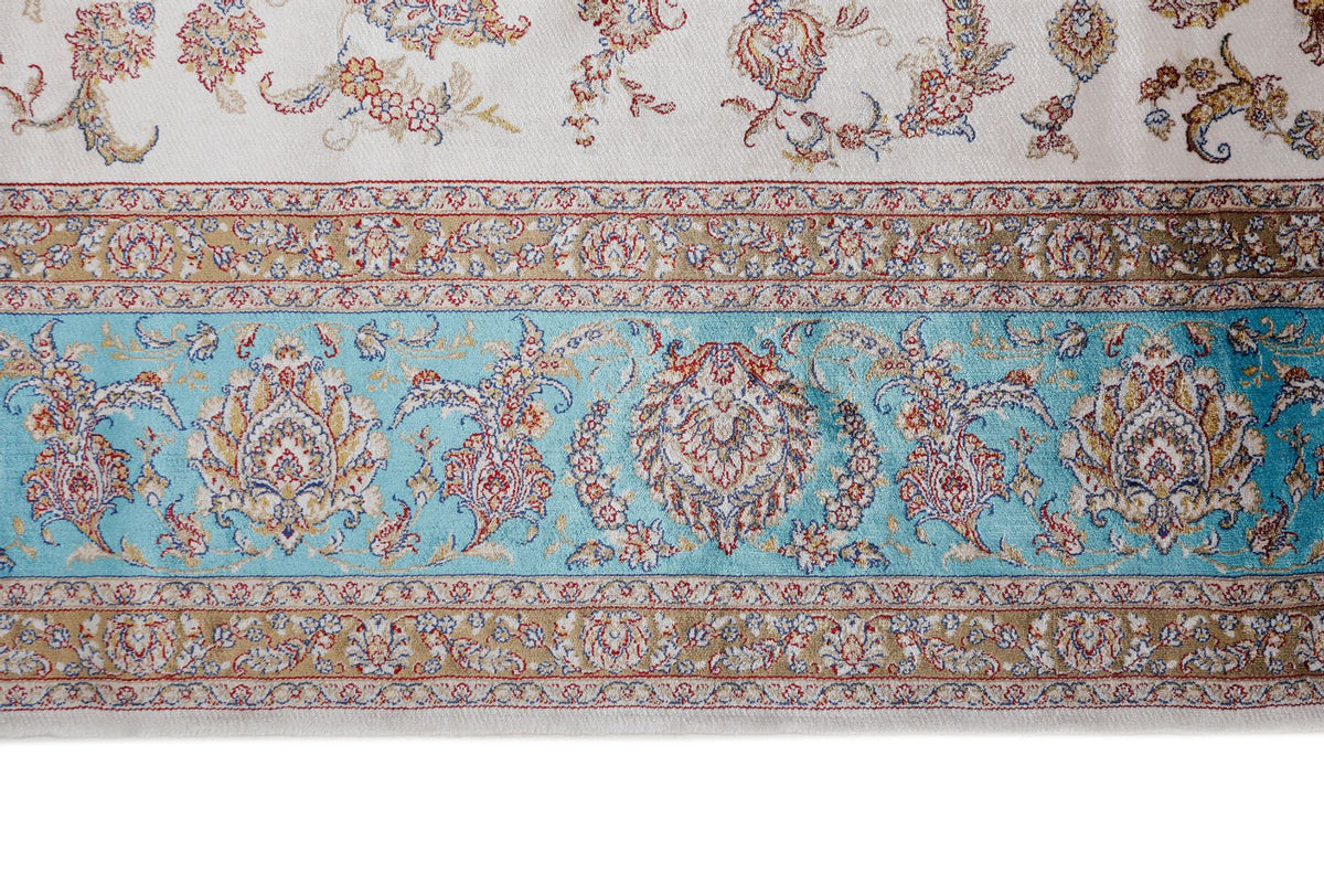 5x8 Ivory and Blue Turkish Antep Rug