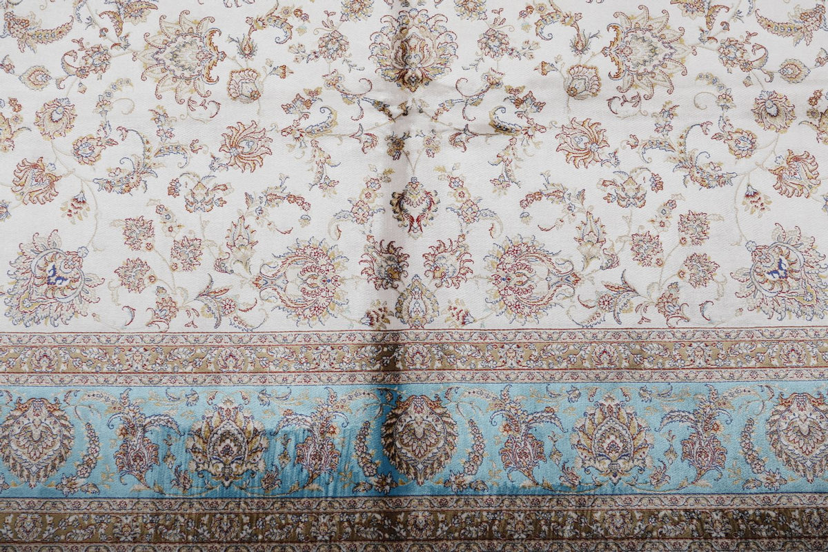 5x8 Ivory and Blue Turkish Antep Rug