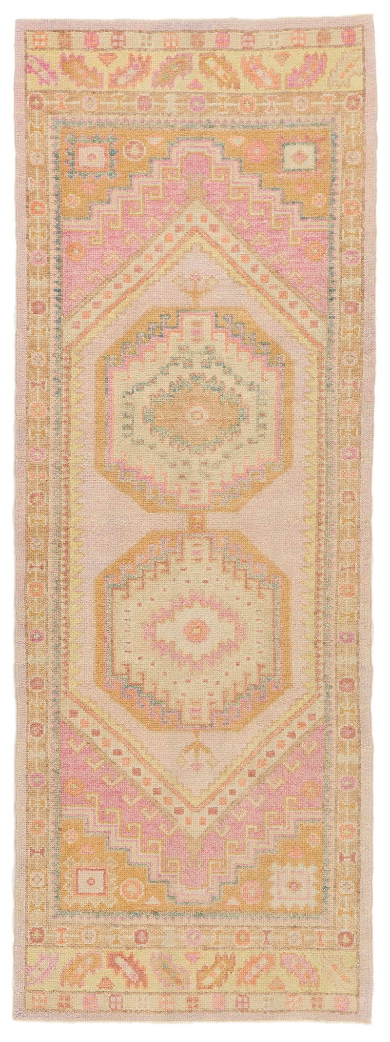 3x9 Rose and Multicolor Turkish Oushak Runner