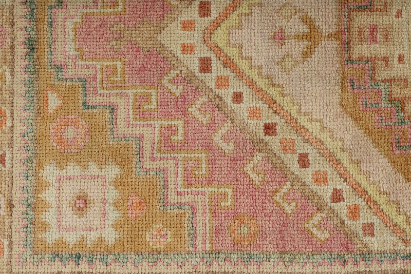 3x9 Rose and Multicolor Turkish Oushak Runner