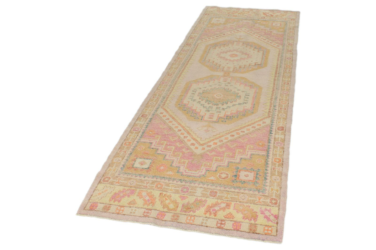 3x9 Rose and Multicolor Turkish Oushak Runner