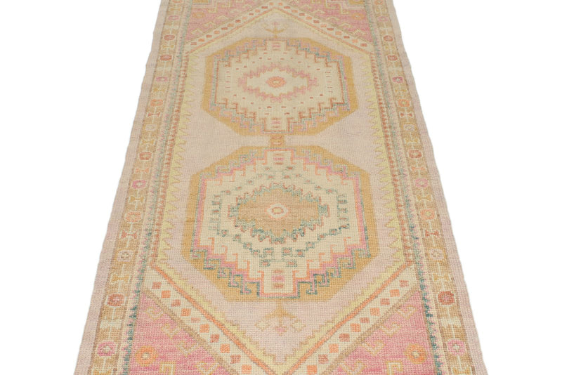 3x9 Rose and Multicolor Turkish Oushak Runner