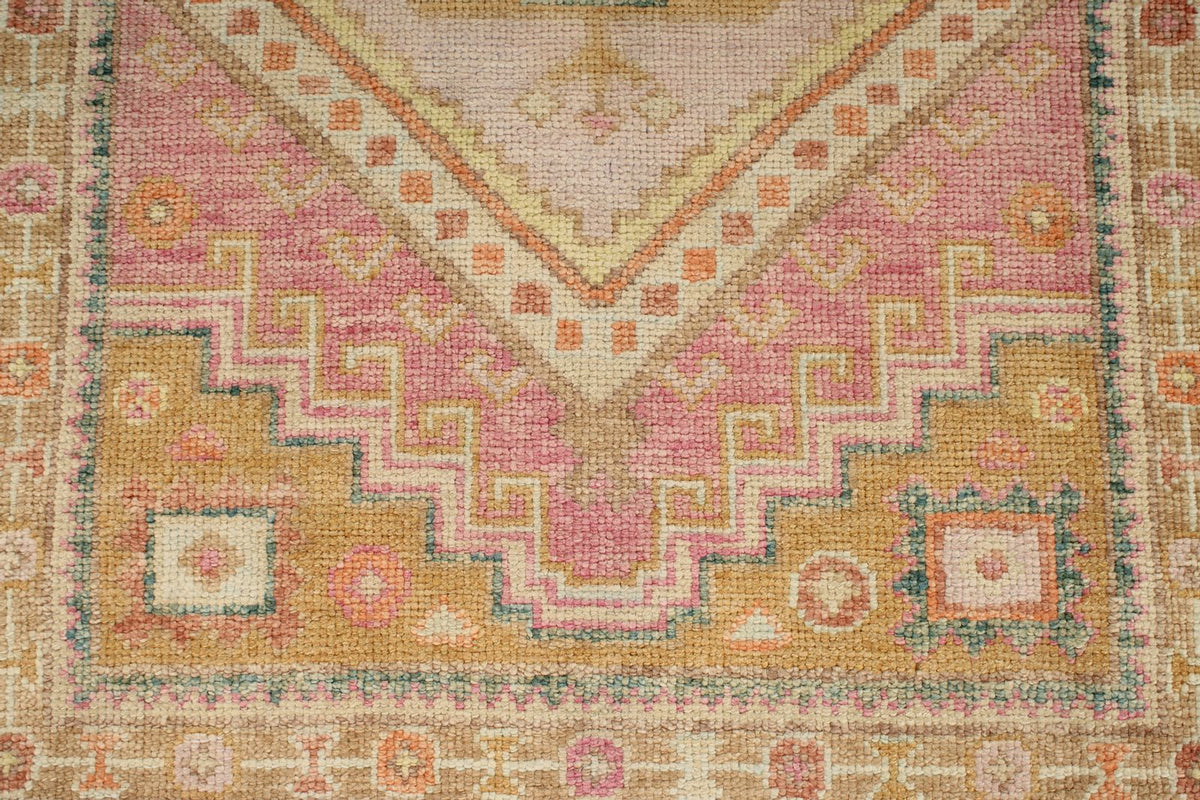 3x9 Rose and Multicolor Turkish Oushak Runner