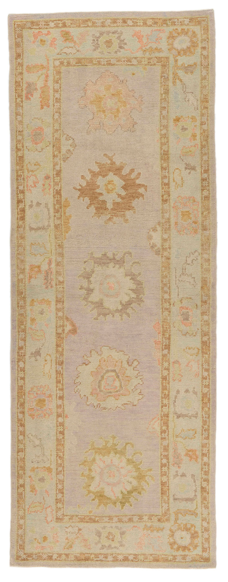 3x8 Light Purple and Light Blue Turkish Oushak Runner