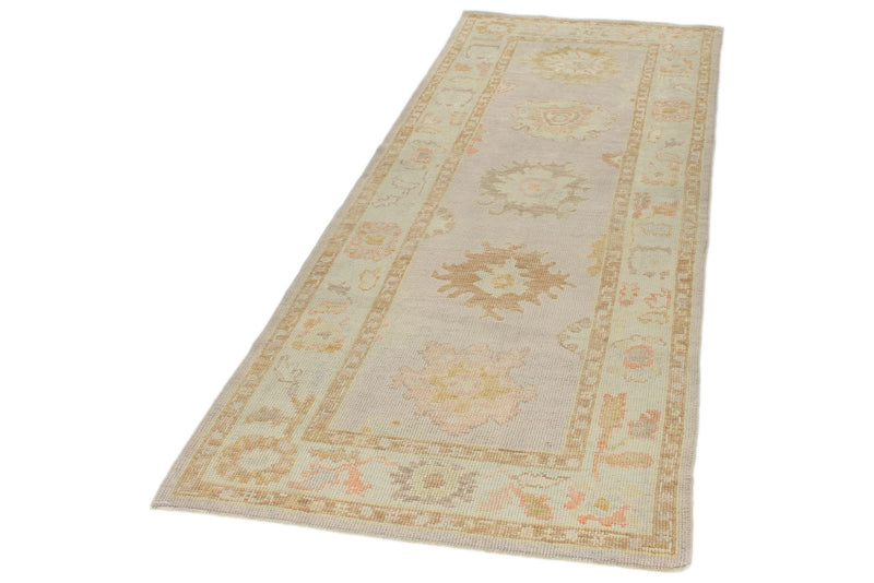 3x8 Light Purple and Light Blue Turkish Oushak Runner