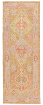 3x8 Camel and Pink Turkish Oushak Runner