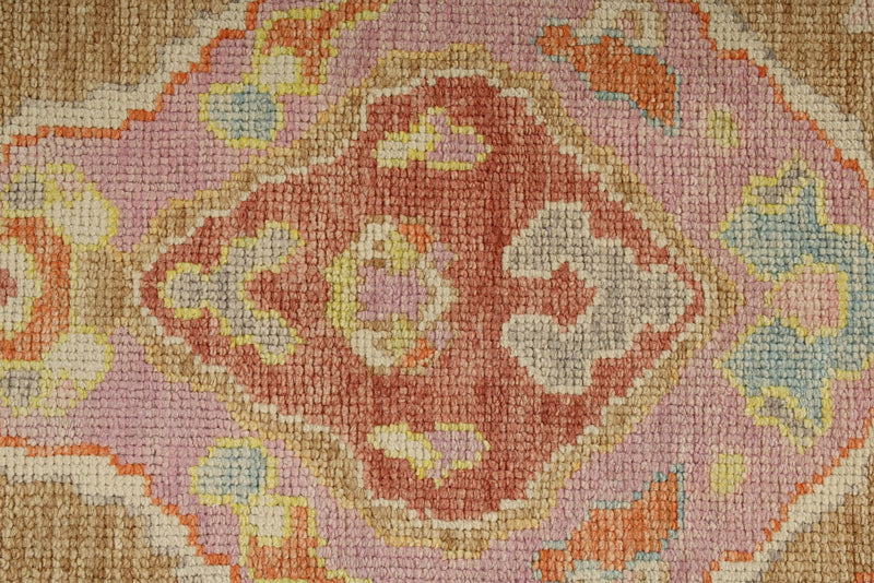 3x8 Camel and Pink Turkish Oushak Runner