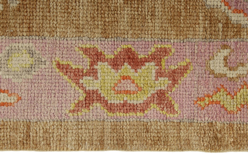 3x8 Camel and Pink Turkish Oushak Runner