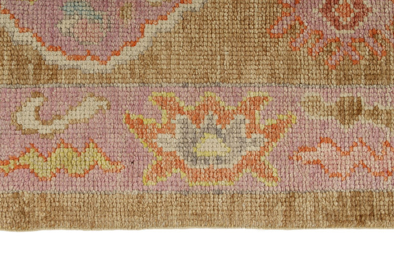 3x8 Camel and Pink Turkish Oushak Runner