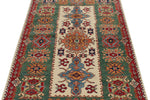 4x6 Ivory and Green Kazak Tribal Rug