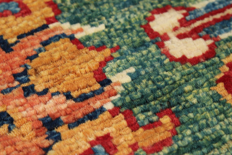 4x6 Ivory and Green Kazak Tribal Rug