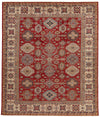 8x10 Red and Ivory Kazak Tribal Rug