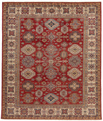 8x10 Red and Ivory Kazak Tribal Rug