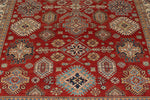 8x10 Red and Ivory Kazak Tribal Rug