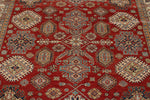 8x10 Red and Ivory Kazak Tribal Rug