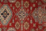8x10 Red and Ivory Kazak Tribal Rug