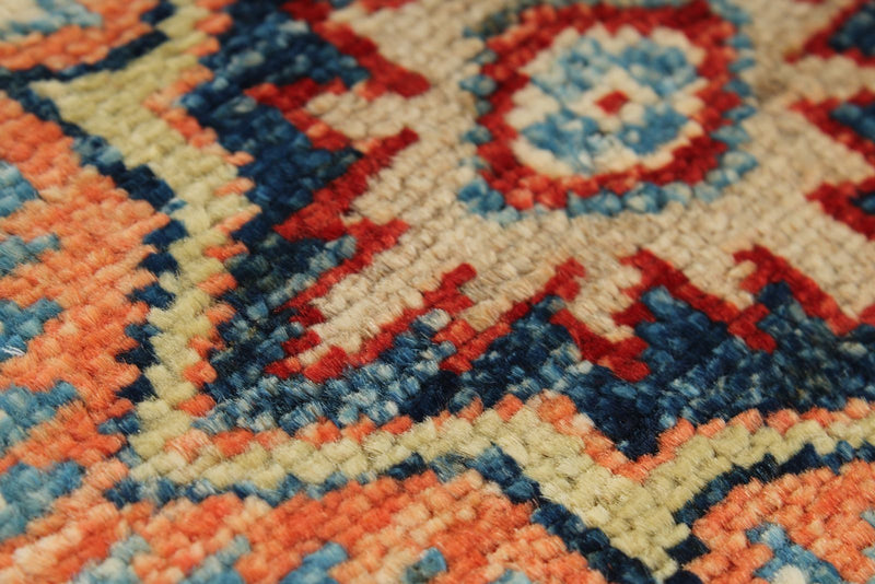 8x10 Red and Ivory Kazak Tribal Rug