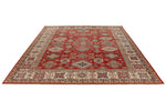 8x10 Red and Ivory Kazak Tribal Rug
