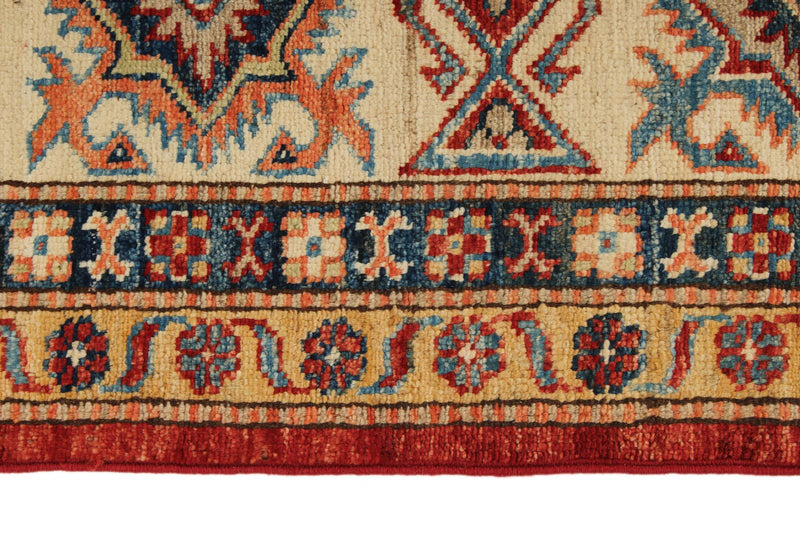 8x10 Red and Ivory Kazak Tribal Rug