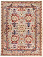 9x12 Light Gray and Multicolor Kazak Tribal Rug