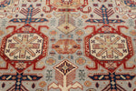9x12 Light Gray and Multicolor Kazak Tribal Rug