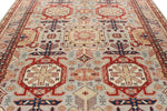 9x12 Light Gray and Multicolor Kazak Tribal Rug