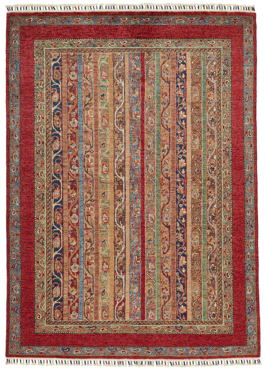 5x7 Red and Multicolor Tribal Rug