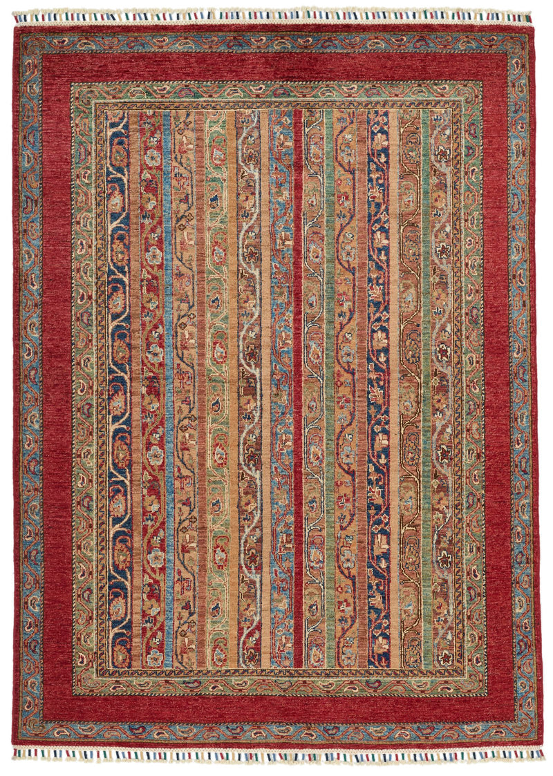 5x7 Red and Multicolor Tribal Rug