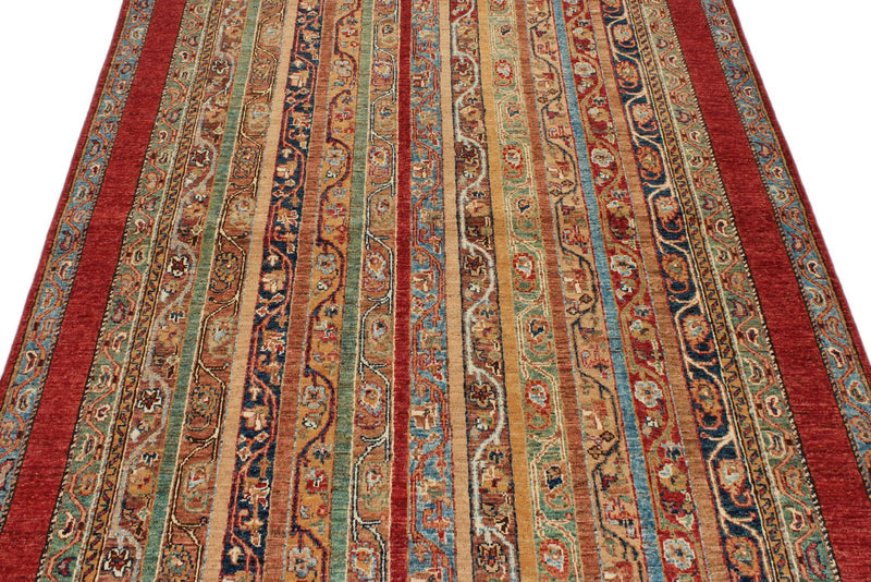 5x7 Red and Multicolor Tribal Rug