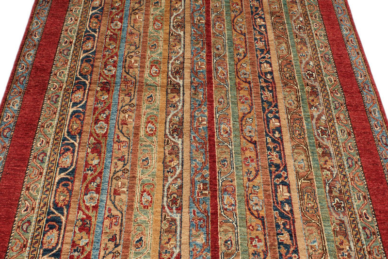 5x7 Red and Multicolor Tribal Rug