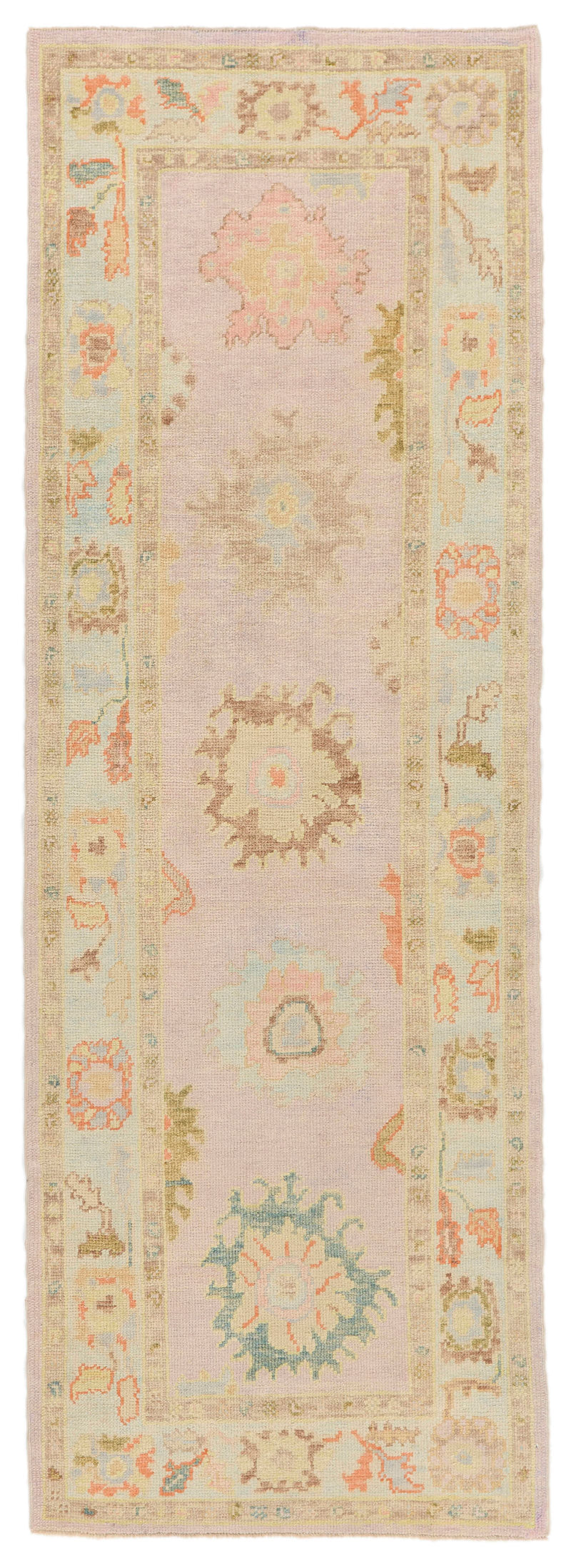 3x9 Light Purple and Light Blue Turkish Oushak Runner