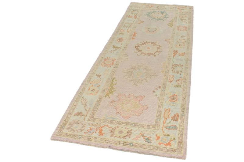 3x9 Light Purple and Light Blue Turkish Oushak Runner