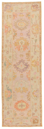 3x9 Light Purple and Light Gray Turkish Oushak Runner