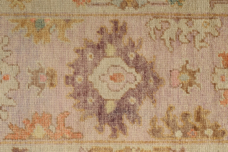 3x9 Light Purple and Light Gray Turkish Oushak Runner